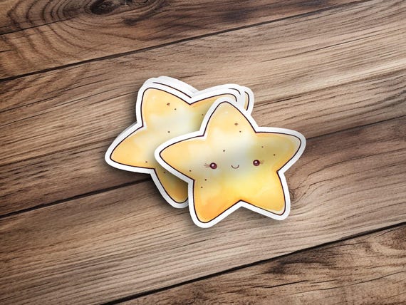 Cute Star Sticker, Kawaii Star Decal, Yellow Star Sticker for Laptop, Water Bottle Sticker, Cute Stationery Decoration, Star Scrapbooking