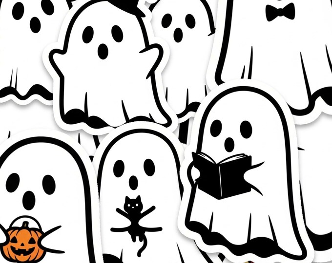 Ghost Sticker Pack Glossy Vinyl Halloween Kawaii Spooky Set