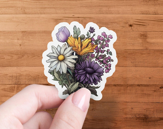 Floral Bouquet Sticker: Laminated Vinyl Decal, Gardening Gift