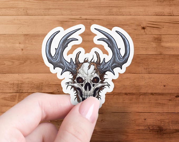 Wendigo Skull Vinyl Decal Sticker - Horror Gothic Monster Art for Laptops, Cars & Water Bottles, Creepy Unique Horror Decor