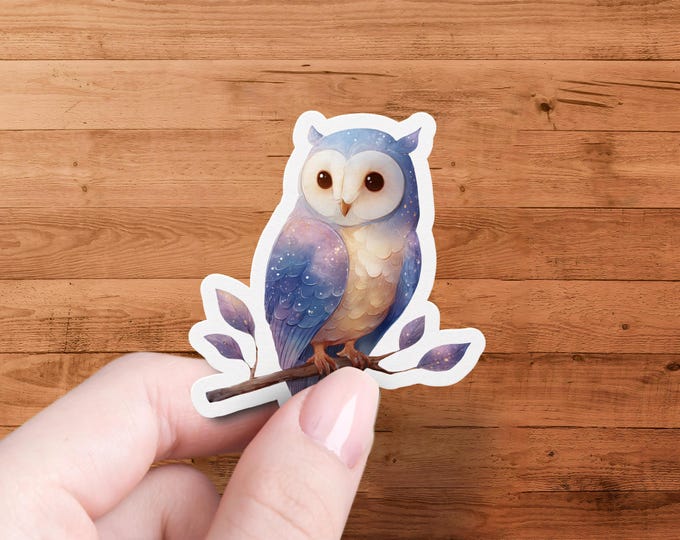Whimsical Watercolor Owl Vinyl Sticker - Animal Decal for Kids Laptop Notebook Decoration Gift