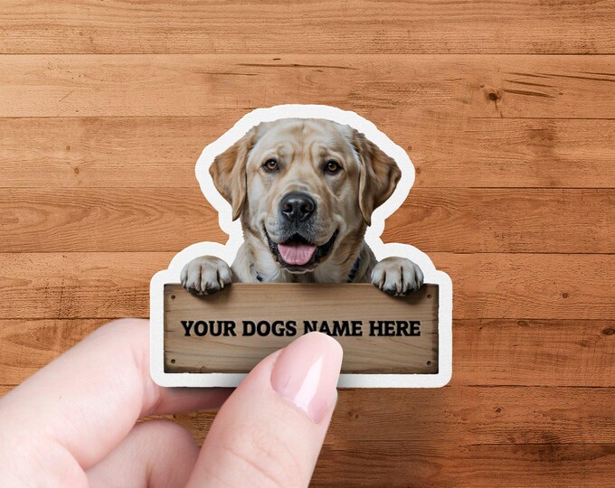Custom Golden Retriever Sticker, Dog Name Sticker, Personalized Pet Sticker, Cute Dog Sticker for Laptops, Water Bottles, Journals
