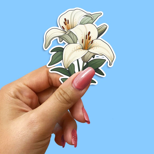 Handmade Lily Flower Decal Stickers for Laptops, Cars, and Windows - Durable and Water-Resistant, Perfect for Floral Decor, Botanical Gifts