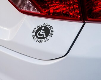JDM Style Not All Disabilities Are Visible Vinyl Decal – Glossy Blue Handicap Sticker For Car Truck Window Or Bumper
