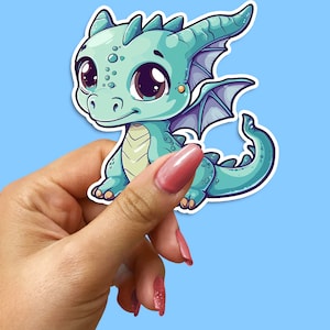 Chibii ブルードラゴン ビニールステッカー ノートブック プランナー ゲームギフト 子供にも大人にも最適 ノートパソコンステッカー ドラゴン愛好家