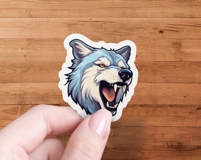 Roaring Wolf Sticker: Weatherproof Animal Decal