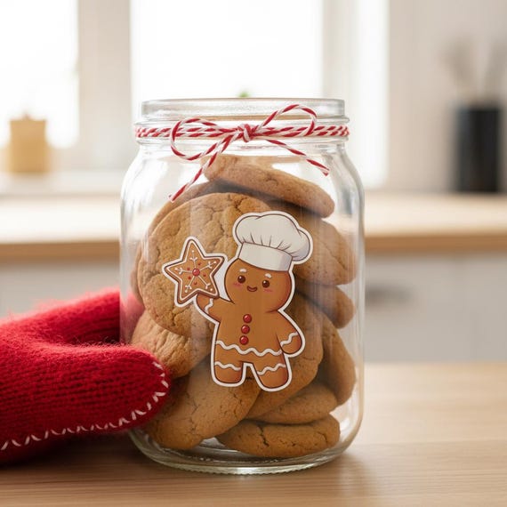 Gingerbread Star Baker Sticker: Waterproof Vinyl Christmas Cookie Chef Decal