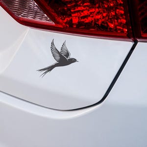 Minimalist Flying Sparrow Vinyl Decal: Waterproof Black Bird Sticker