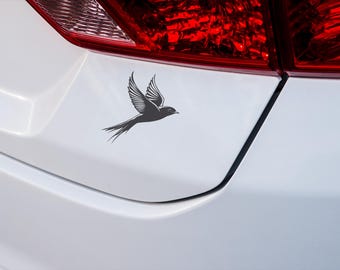 Minimalist Flying Sparrow Vinyl Decal: Waterproof Black Bird Sticker