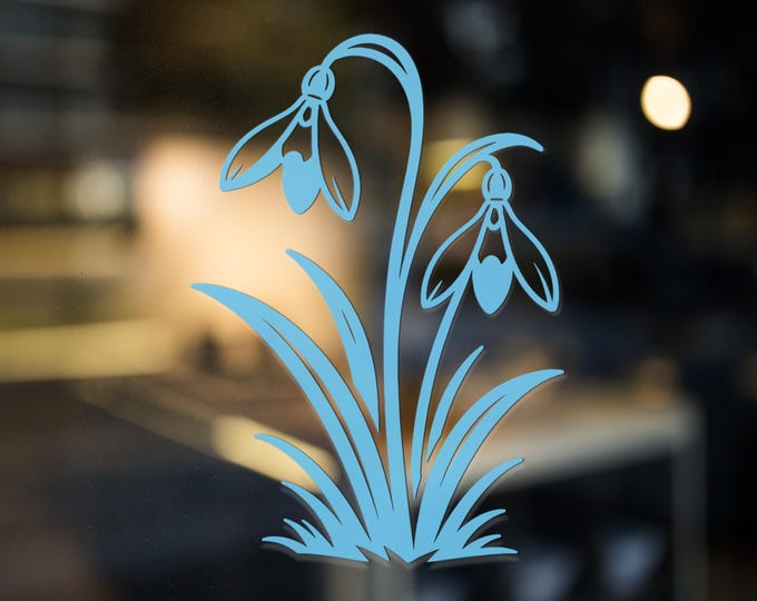Snowdrop Flower Vinyl Decal Botanical Window Wall Sticker Minimal Nature Home Decor