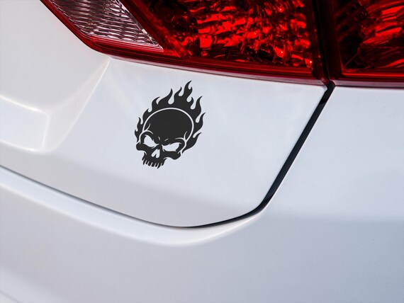 Flaming Skull Vinyl-Decal Fire Biker-Car Sticker Waterproof-Motorcycle Helmet Laptop Bumper Tribal Gothic Gift Him