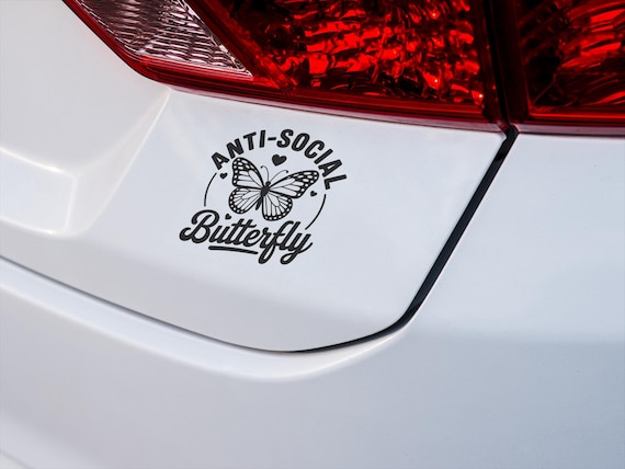 Anti Social Butterfly Vinyl Decal Butterfly Car Laptop Sticker Minimalist
