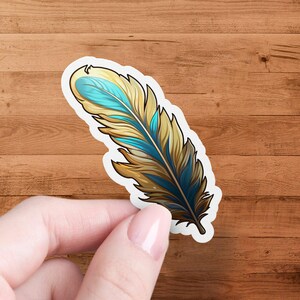 Boho Feather Sticker: Artistic Colorful Vinyl Decal