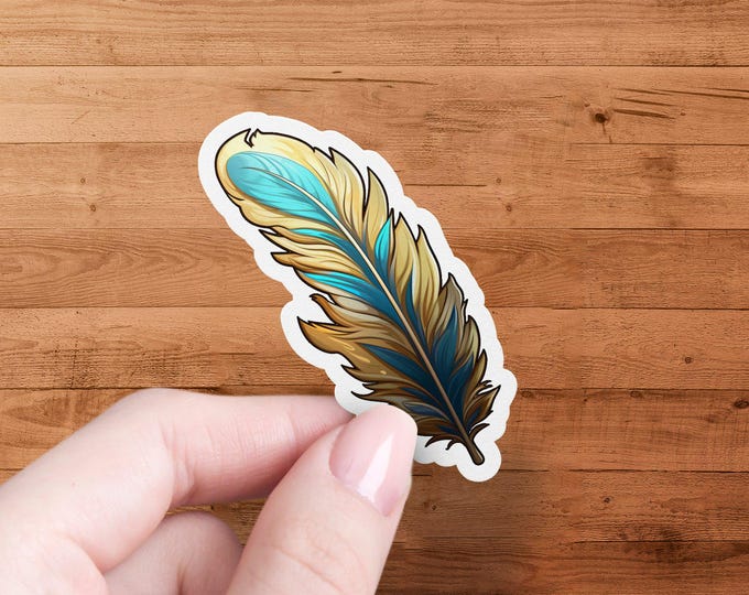 Feather Sticker, Boho Feather Decal, Artistic Feather Vinyl, Colorful Feather Art, Bohemian Feather Sticker, Unique Feather