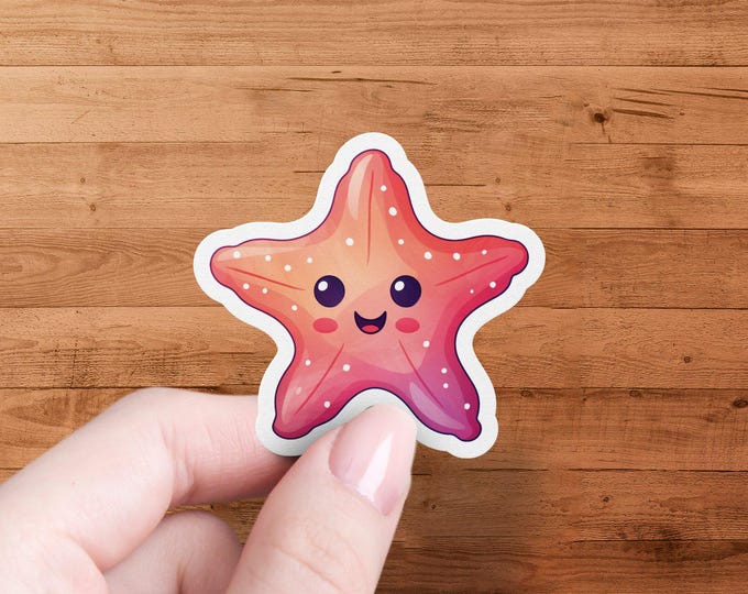 Cute Starfish Cartoon Sticker for Kids, Fun Ocean Animal Vinyl, Waterproof and Durable, Perfect for Laptops Water Bottles and More