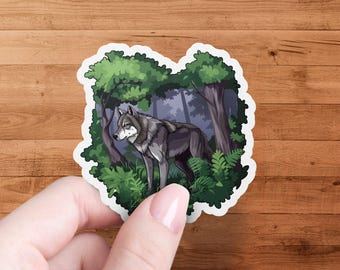 Wolf Sticker: Forest Wildlife Art Decal