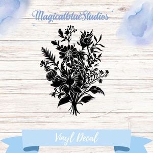 Mooie bos wilde bloemen met bladeren, autosticker, autostickers, autoaccessoires, kunst aan de muur, wanddecoratie, muurafdrukken, spiegelsticker
