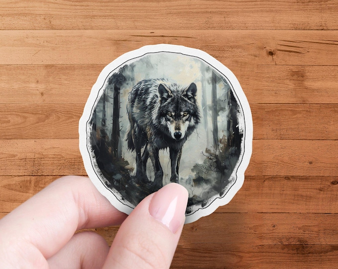 Wolf Sticker: Laminated Waterproof Vinyl Decal, Animal Art