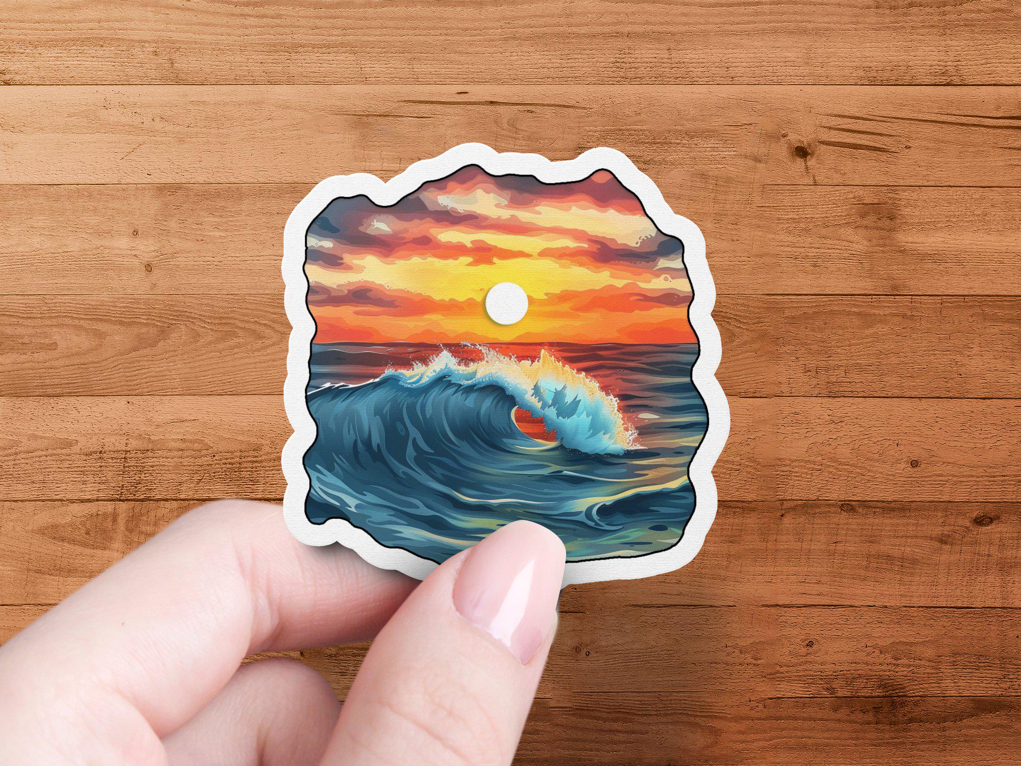 Tropical Sunset Sunglasses Vinyl Stickers - 3 Inch Waterproof Decals For Cars & Laptops
