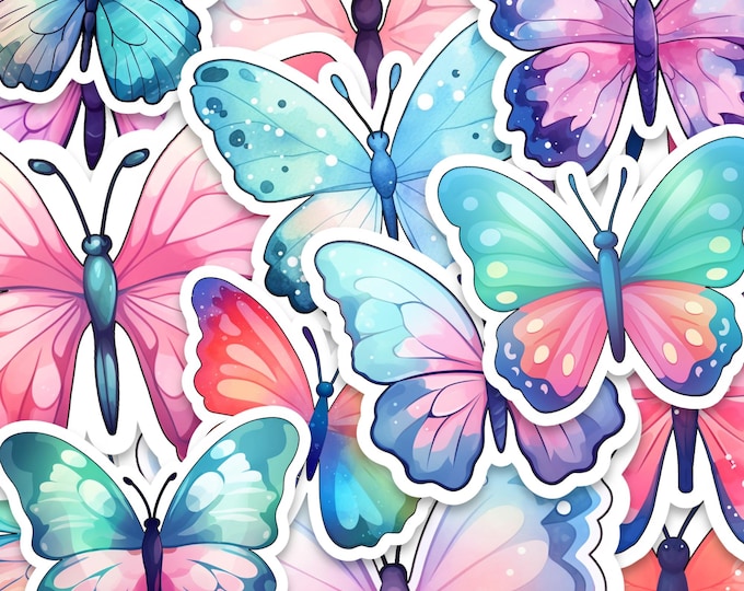 Kawaii Butterfly Stickers: 15-Piece Watercolour Decals for Planners