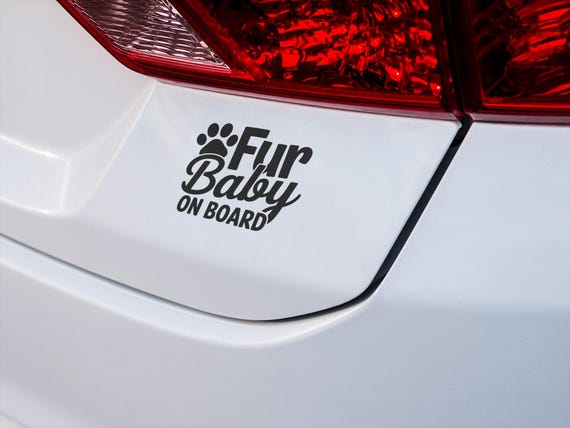 Dog Paw Fur Baby On Board Vinyl Sticker Pet Lover Car Window Decal