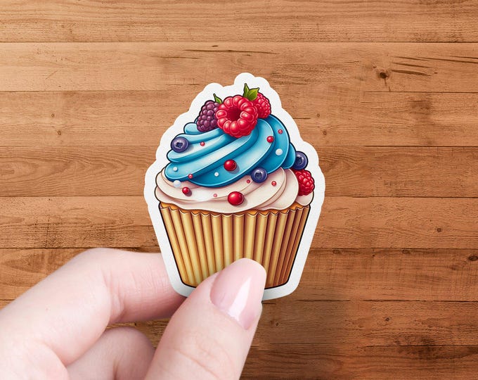Cute Cupcake Sticker, Fun Food Sticker, Dessert Lover Sticker, Colorful Cupcake Decal, Sweet Treat Sticker, Baking Themed Sticker