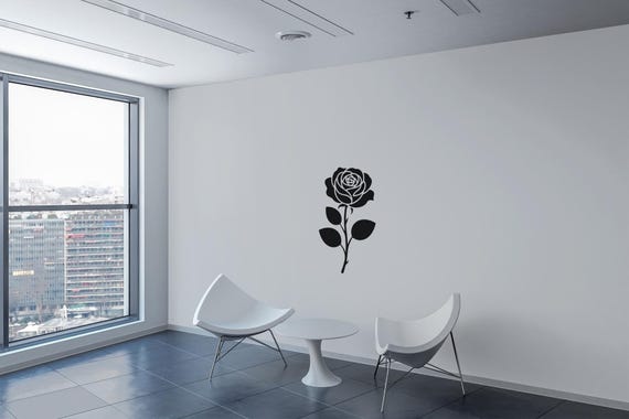 Elegant Rose Vinyl Decal for Wall Laptop Car Window – Black Floral Rose Sticker for Home Decor, Scrapbook, Tumbler or Gift DIY Projects