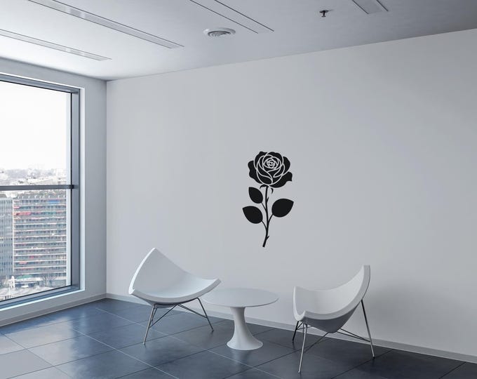 Elegant Rose Vinyl Decal for Wall Laptop Car Window – Black Floral Rose Sticker for Home Decor, Scrapbook, Tumbler or Gift DIY Projects