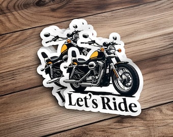 Motorcycle Let's Ride Sticker, Biker Decal, Motorbike Graphic, Motorcycle Enthusiast Gift, Custom Bike Sticker, Vinyl Sticker, Cool Bike