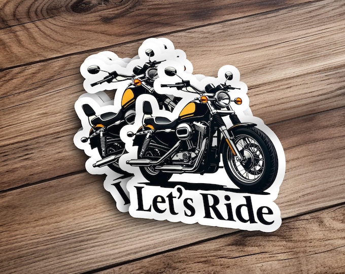 Motorcycle Let's Ride Sticker, Biker Decal, Motorbike Graphic, Motorcycle Enthusiast Gift, Custom Bike Sticker, Vinyl Sticker, Cool Bike