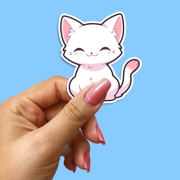 Cute Pastel Kitten Sticker - Adorable Kitty Decal for Laptops, Notebooks, and More - Playful Pet Vinyl Decoration - Perfect Cat Lover's Gift