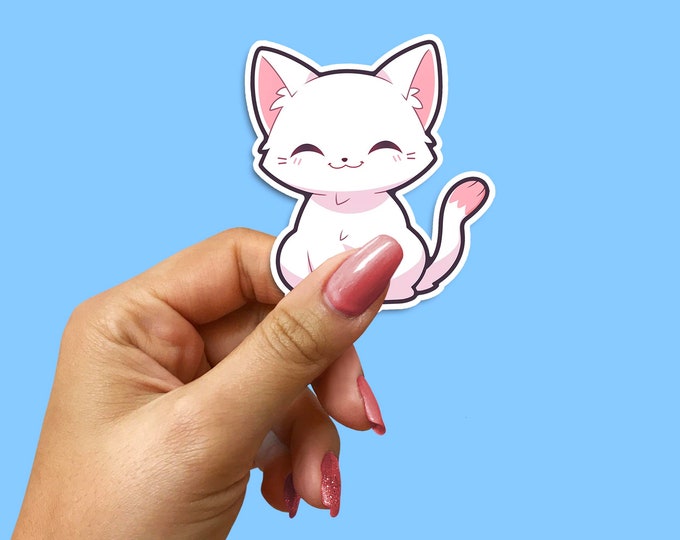 Pastel Kitten Sticker - Adorable Cat Vinyl Decal