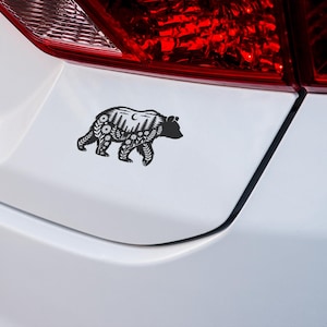 Bear Forest Vinyl Decal: Floral Woodland Animal Sticker