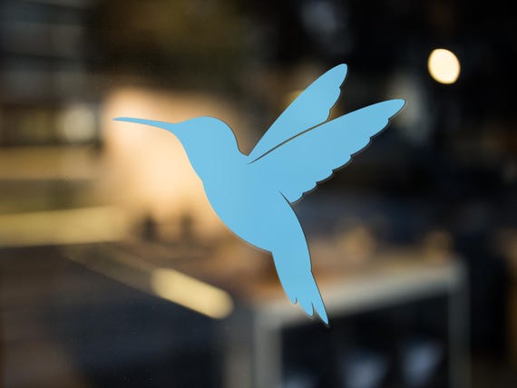 Minimalist Hummingbird Vinyl Decal – Black Silhouette Bird Sticker for Laptops, Cars or Windows