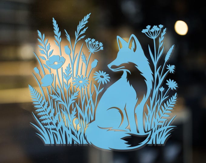 Floral Fox Vinyl Decal for Cars Windows Laptops and Smooth Surfaces