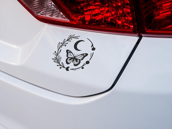 Mystical Butterfly Crescent Moon Vinyl-Decal-Boho Witchy Celestial Sticker-Spiritual Floral Laptop Gift