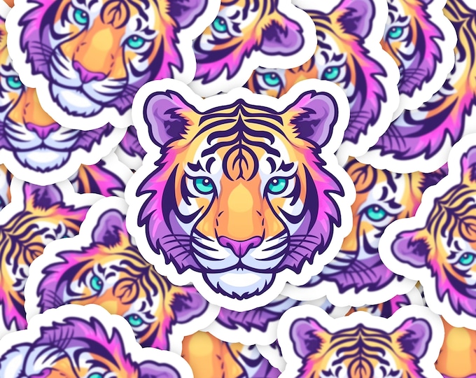 Kawaii Tiger Vinyl Sticker – Cute Animal Laptop Decal