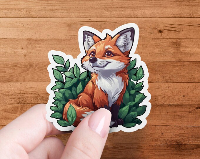 Cute Fox Sticker, Waterproof Die Cut Animal Sticker, Laminated Nature-Themed Sticker, Fox Lover Gift, Durable Fox Decal