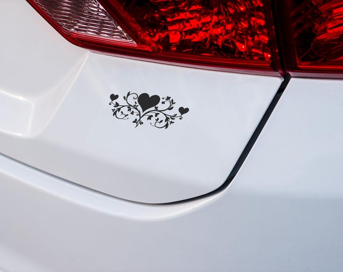 Heart Floral Vinyl Decal Wall Art Decor, DIY Vinyl Sticker for Home and Office, Elegant Heart Vines Design Decal