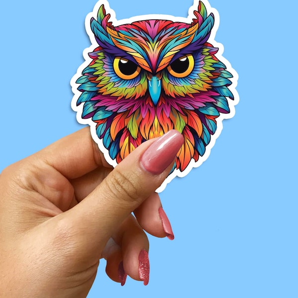 Watercolour Owl Vinyl Sticker, Adorable Animal Decal, Decorate Your Gadgets, Laptop, High-Quality Design, Fun Gift, Cute Owl Decoration