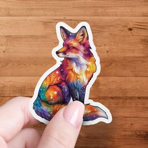 Galaxy Fox Sticker: Colourful Animal Art, Laptop Decal