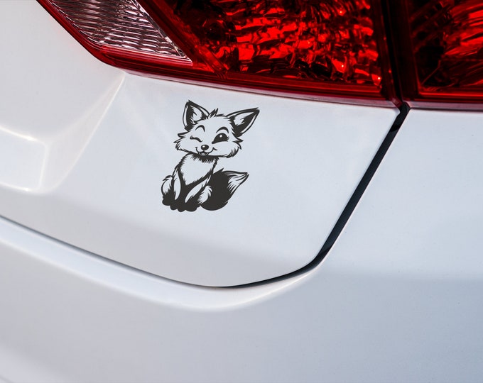 Cute Winking Kawaii Fox Vinyl Decal - Adorable Animal Sticker for Laptops, Cars, Water Bottles & More