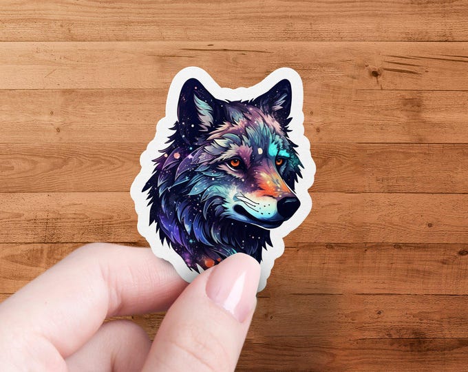 Wolf Galaxy Sticker: Celestial Wildlife Art Decal