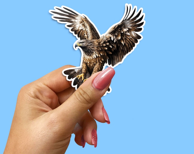 Realistic Eagle Vinyl Decal - Wings Spread Wide for Hunting - Wildlife and Nature Inspired Car, Laptop, and Window Sticker - Durable