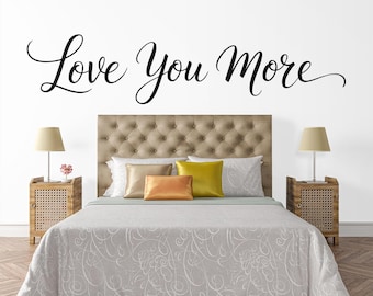 Love You More Vinyl Decal – Romantic Calligraphy Wall Sticker for Bedroom, Laptop, Mirror, Gift Box – Elegant Black Script Quote Art
