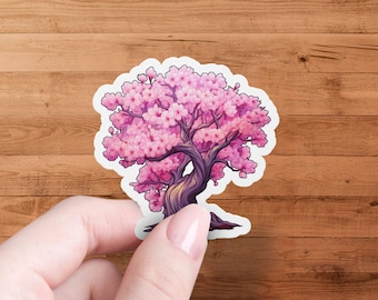 Cherry Blossom Tree Sticker, Pink Tree Decal, Floral Art Sticker, Botanical Vinyl Sticker, Nature Inspired Sticker, Waterproof Sticker