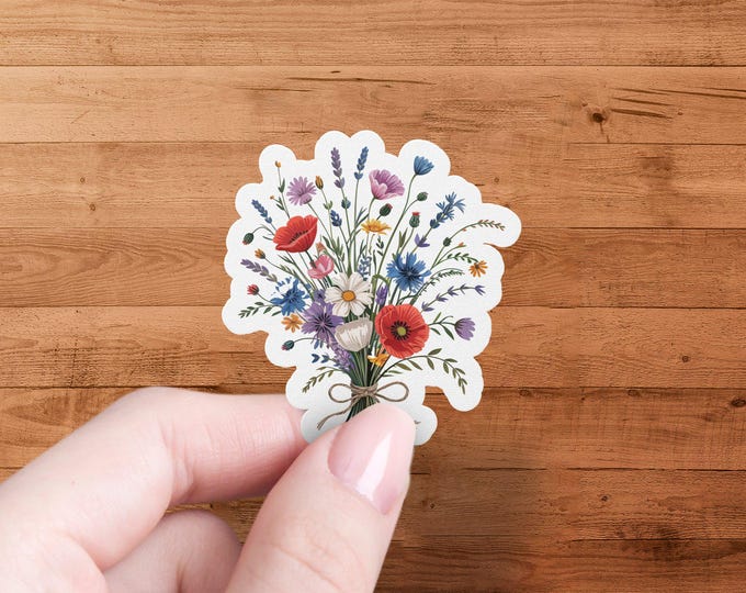 Floral Bouquet Sticker: Botanical Flower Decal for Laptop Journal - Colorful Nature Art Gift