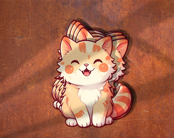 Ginger Cat Sticker: Handcrafted Kawaii Watercolour Decal