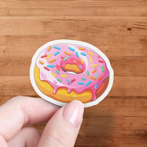 Sticker donut mignon, cadeau pour amateur de desserts, paillettes colorées, plaisir gourmand, sticker donut kawaii, accessoire pour amateur de boulangerie, autocollant gourmandise
