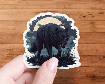 Dark Wolf Sticker: Mondschein Werwolf Gothic Art Sticker